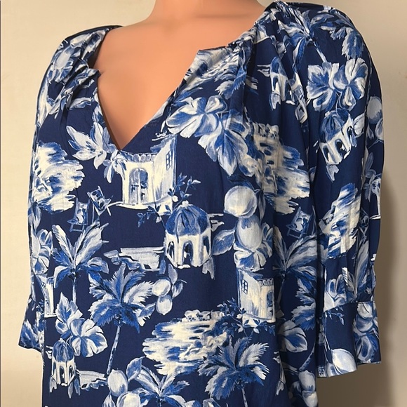 Loft Women’s Top Shirt Blouse V-Neck Short Sleeves Size Xtra Large - Picture 4 of 13